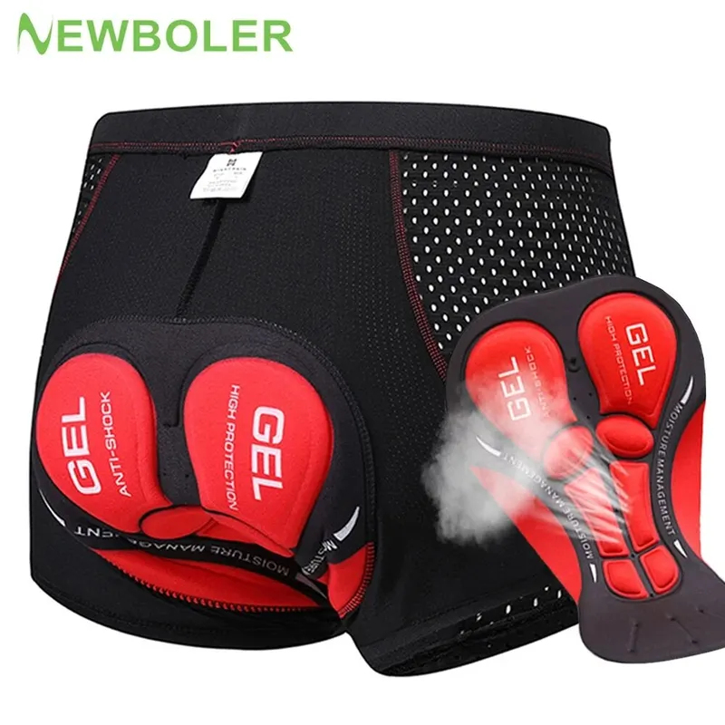 Padded Cycling Shorts 5D Gel - NEWBOLER メンズ MTB サイクリングショーツ 5D ゲルパッド入り、通気性メッシュ、速乾性、耐衝撃性バイクライディングショーツ、マウンテンサイクリング用