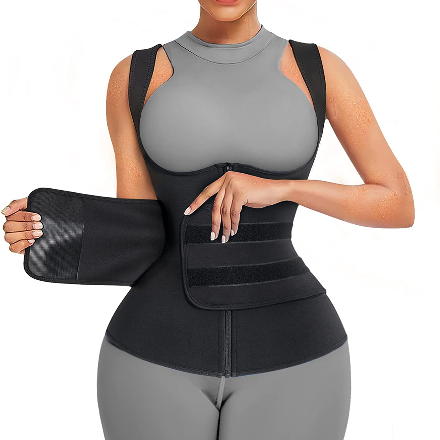 Sweat Waist Trainer Belt Neoprene - 女性用ネオプレンサウナスーツ サウナ発汗ベスト ウエストトレーナー 調節可能なベルト