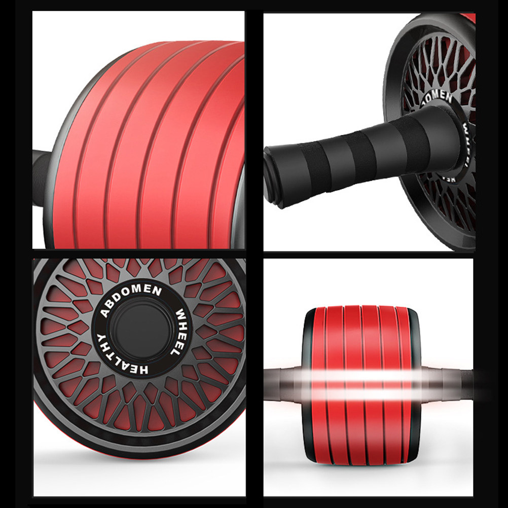 Ab Roller Wheel With Elbow Support - 静音フィットネスホイール レッド 滑り止めハンドル 軽量ポータブルアブローラー 腹筋強化 カロリー燃焼