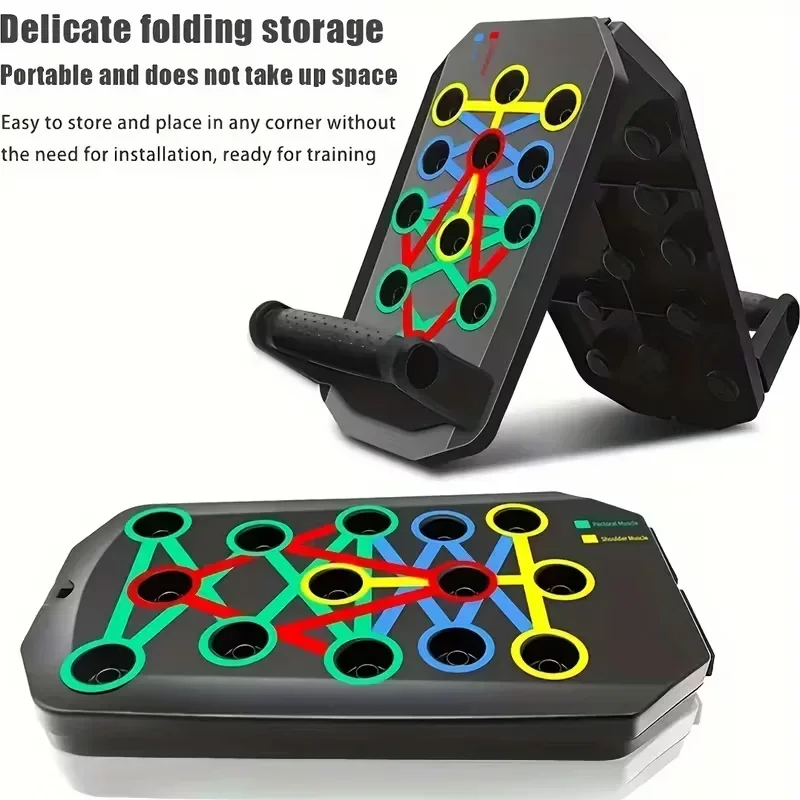 Push Up Board Foldable Multi Function - プッシュアップボードセット ポータブル多機能プッシュアップバー 折りたたみ式フィットネス器具 胸、腹部、腕/背中トレーニング用