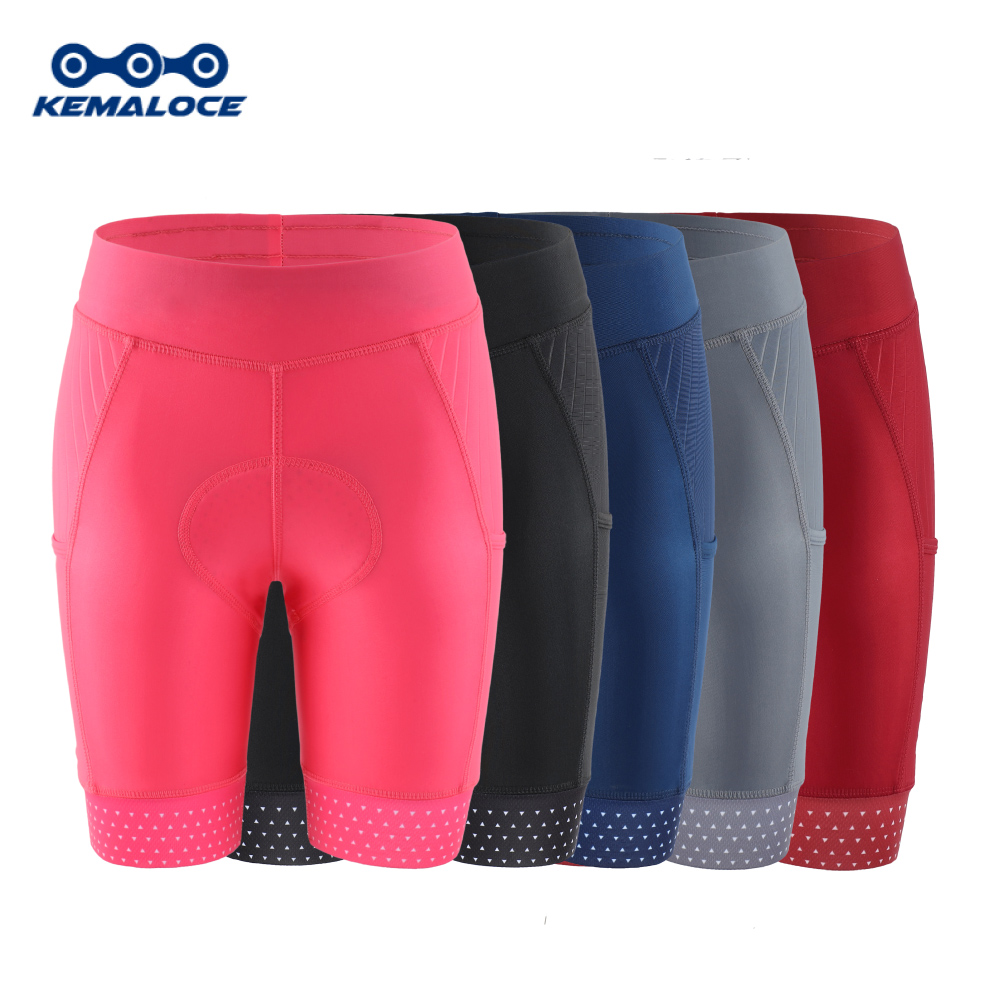 Padded Cycling Shorts 5D Gel - Kemaloce-女性用サイクリングショーツ,ピンクとブラック,通気性,夏用,自転車用ショーツ,5dジェルパッド,ポケット付き,2022