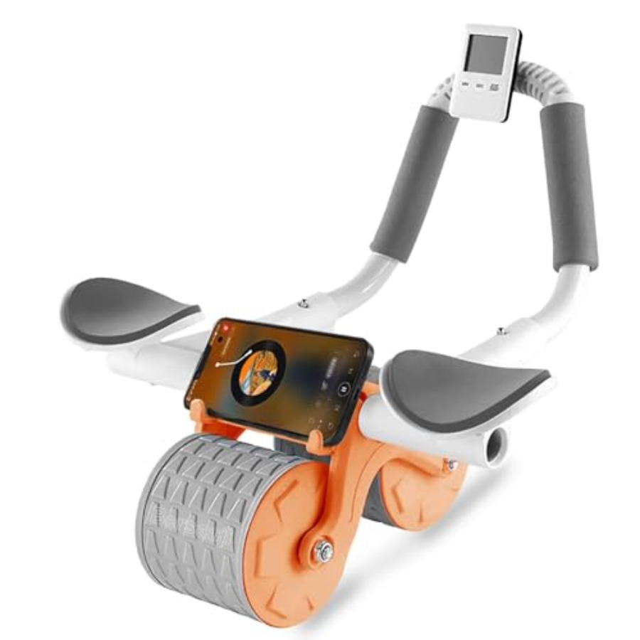 Ab Roller Wheel With Elbow Support - 2026年改良版アブローラーホイール（膝マットとタイマー付き）-自動リバウンド機能付き腹筋ローラー（肘サポート付き）、腹筋トレーニング器具