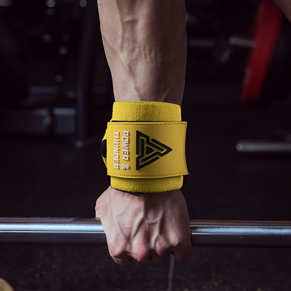 Wrist Wraps Weightlifting Support - ヘビーデューティ重量挙げリストラップパワーリフティングジムクロスフィットブレース手首を押すための親指ループ付きの重い手首サポート