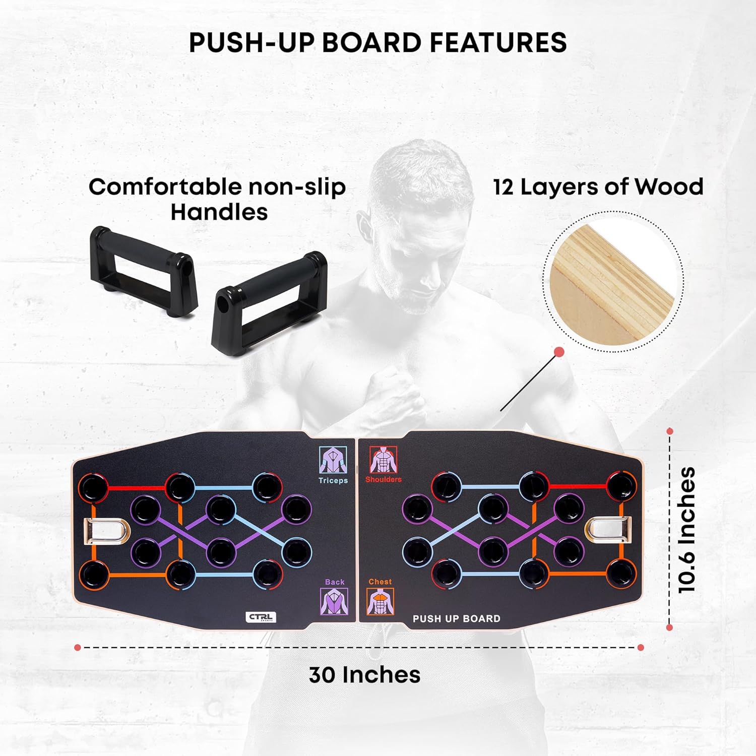 Push Up Board Foldable Multi Function - 多機能折りたたみ式木製プッシュアップボード無垢材ホームフィットネスキット