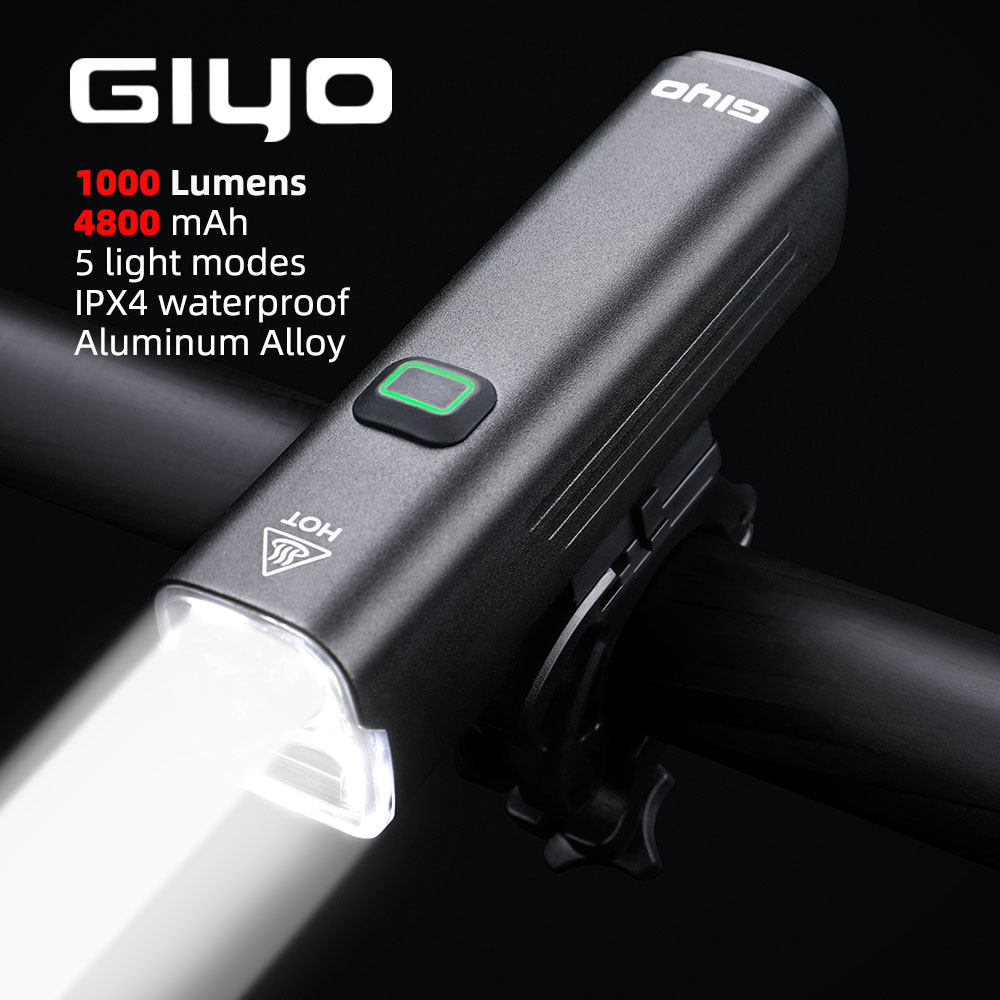 Rechargeable Bicycle Headlight 1000 Lumen - GIYO 1000 ルーメン自転車ライト USB 充電式 4800mAh