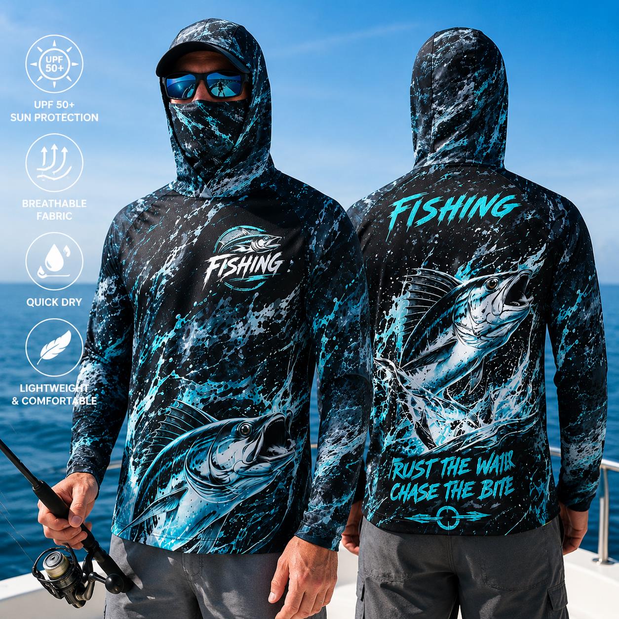 屋外用日焼け防止長袖フィッシングトップ ネックマスク付き プ - Fishing のレビューと価格