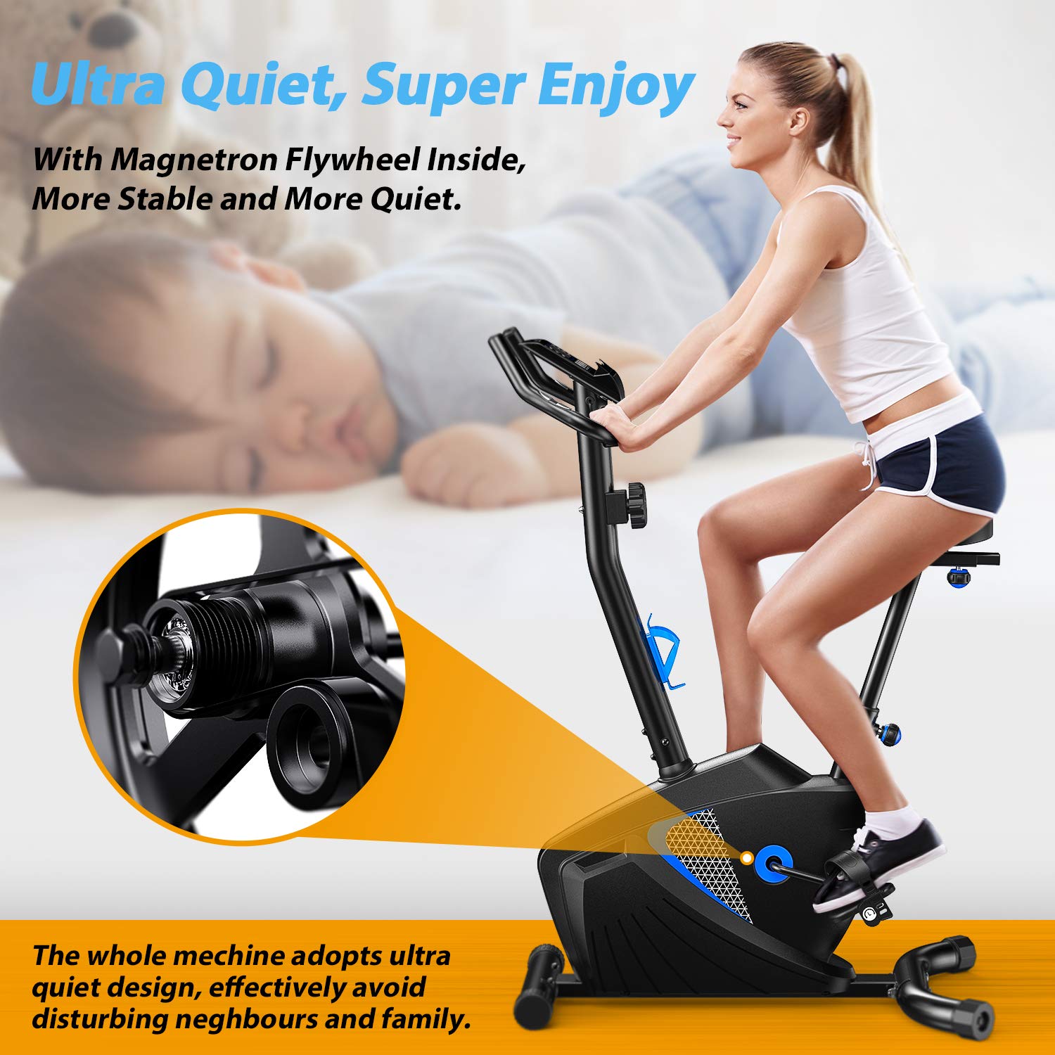 調整可能な磁気抵抗エクササイズバイク、静かでスムーズなサイク - Exercise Bike Magnetic Resistance のレビューと価格