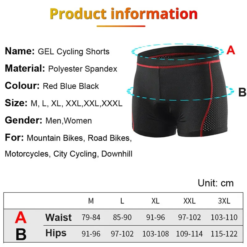 NEWBOLER メンズ MTB サイクリングショーツ 5D - Padded Cycling Shorts 5D Gel のレビューと価格