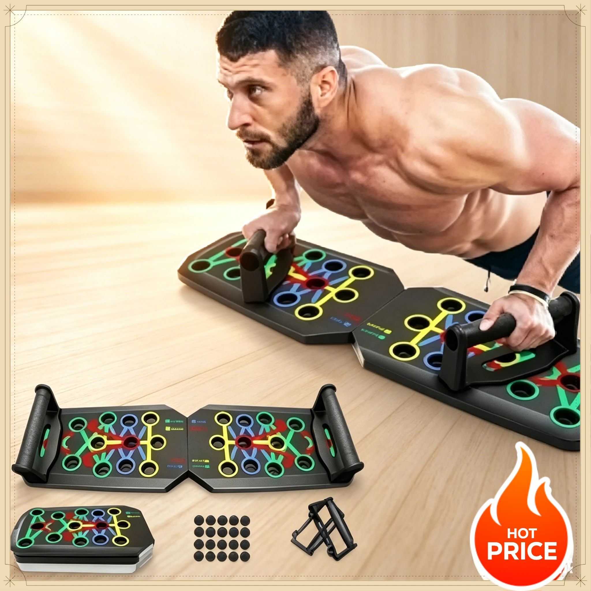 家庭用折りたたみ式プッシュアップラック 多機能筋トレボード  - Push Up Board Foldable Multi Function のレビューと価格