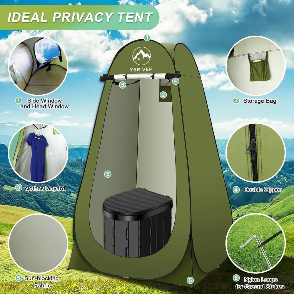 ポータブルトイレキット、ポップアップ式プライバシーテントとう - Camping のレビューと価格
