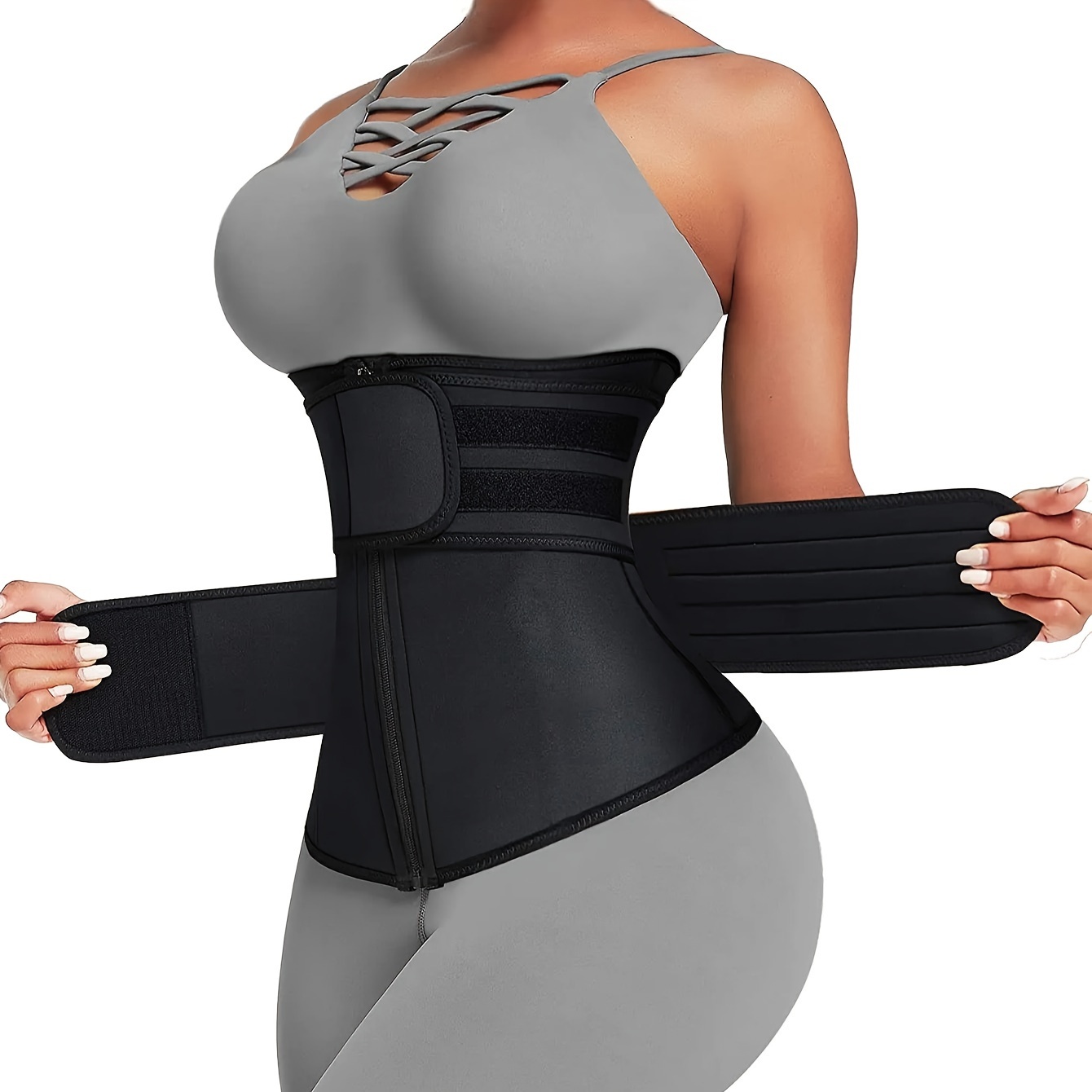 女性用ウエストトレーナーベルト ダブルストラップ ジッパー  - Sweat Waist Trainer Belt Neoprene のレビューと価格