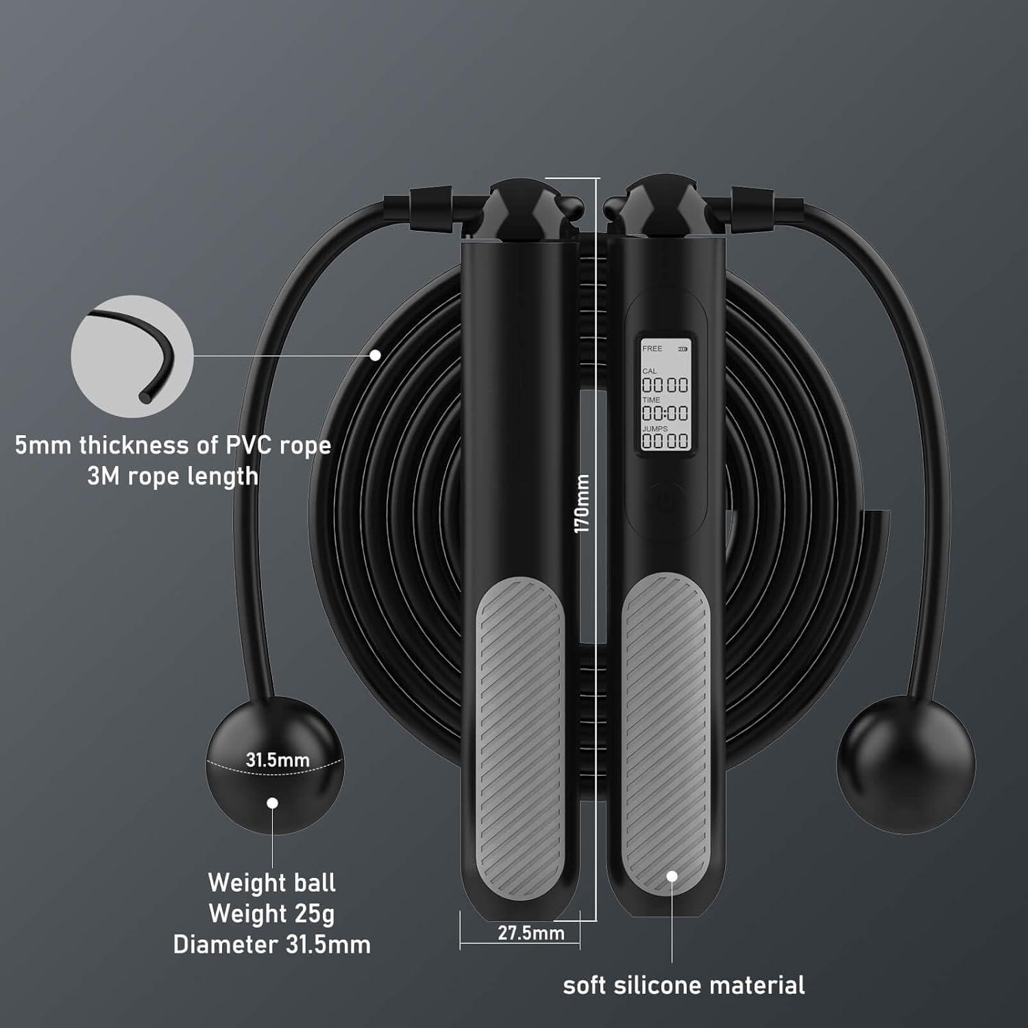 2-in-1スマートデジタルウェイトジャンプロープ、LEDデ - Smart Jump Rope Digital Counter のレビューと価格