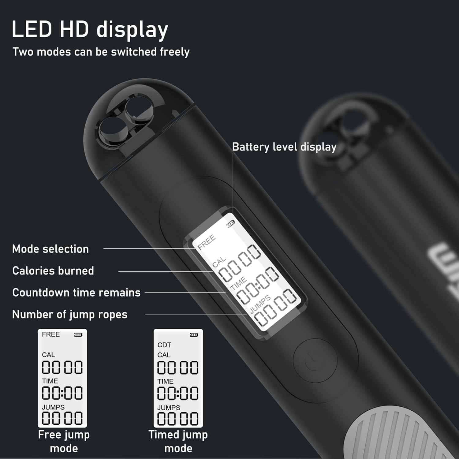 2-in-1スマートデジタルウェイトジャンプロープ、LEDデ - Smart Jump Rope Digital Counter のレビューと価格