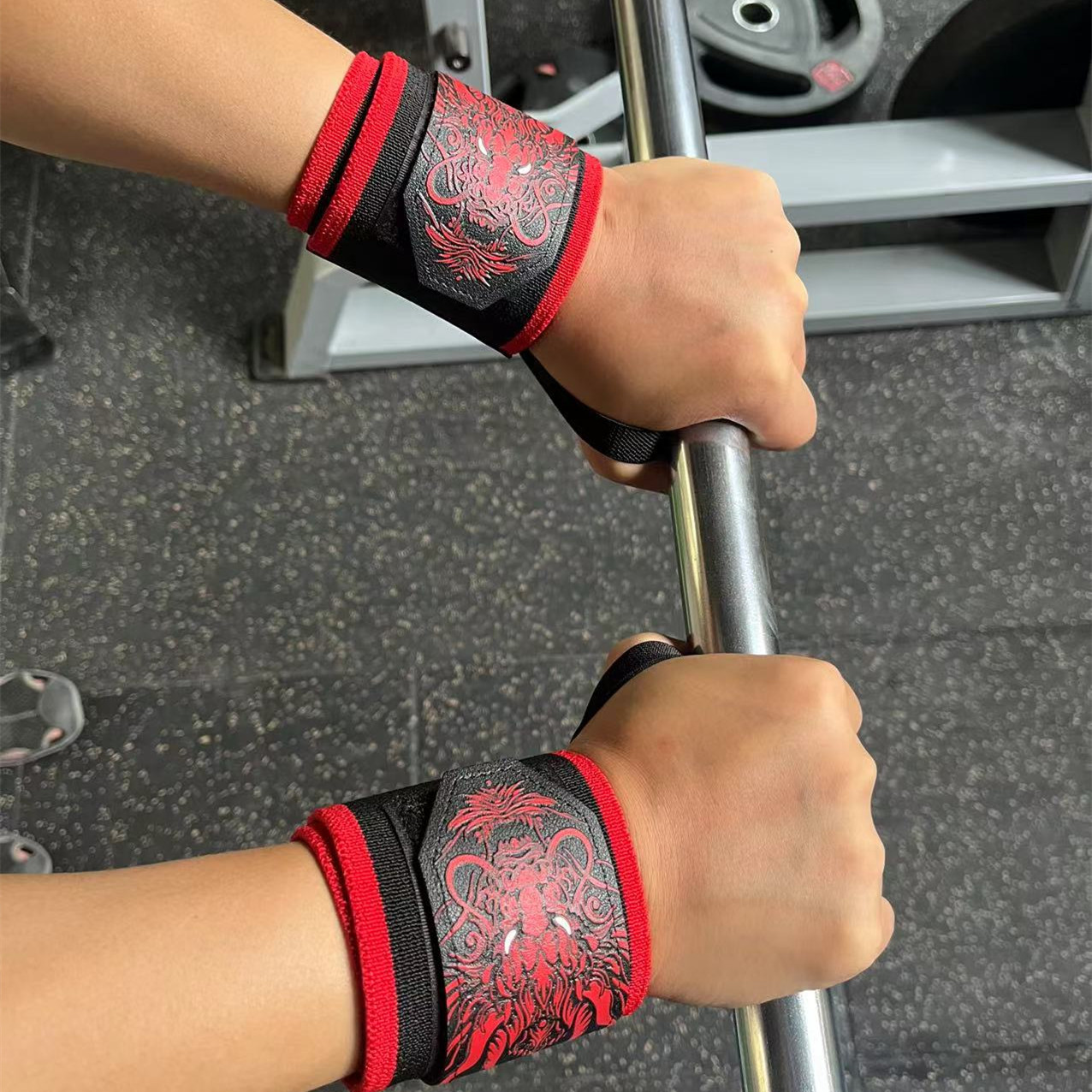 1組 中国龍柄 フィットネスリストストラップ ジム ウェイト - Wrist Wraps Weightlifting Support のレビューと価格