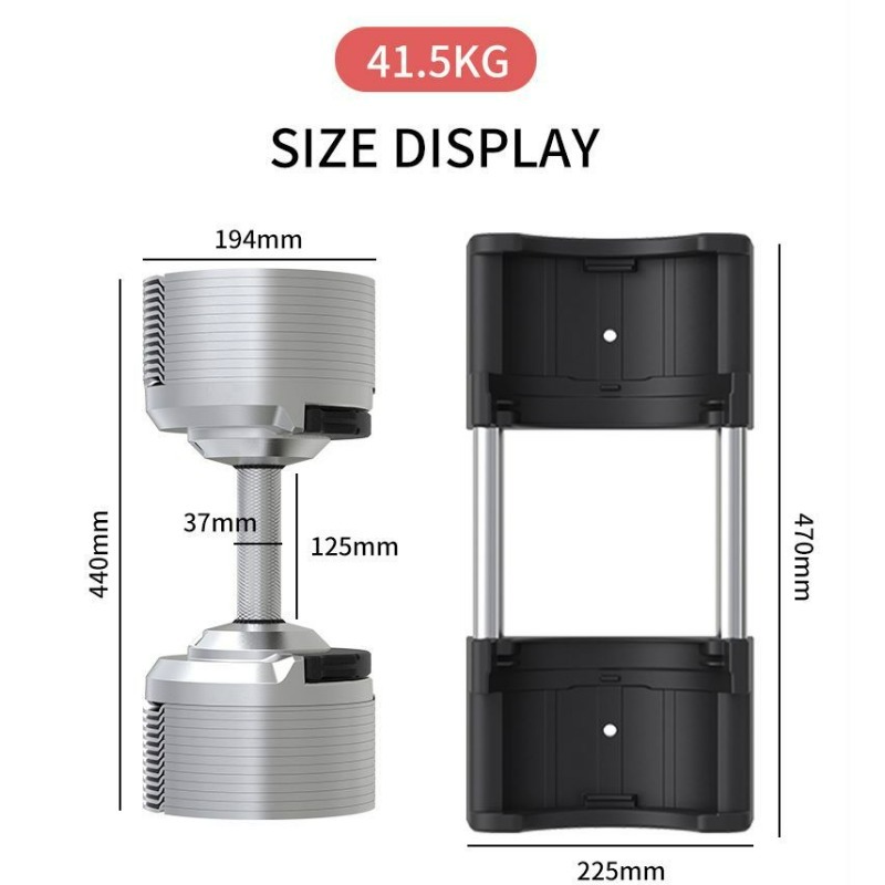 シルバー調整可能電気メッキダンベル 41.5kg ノンスリッ - Adjustable Dumbbell Pair 40Kg のレビューと価格