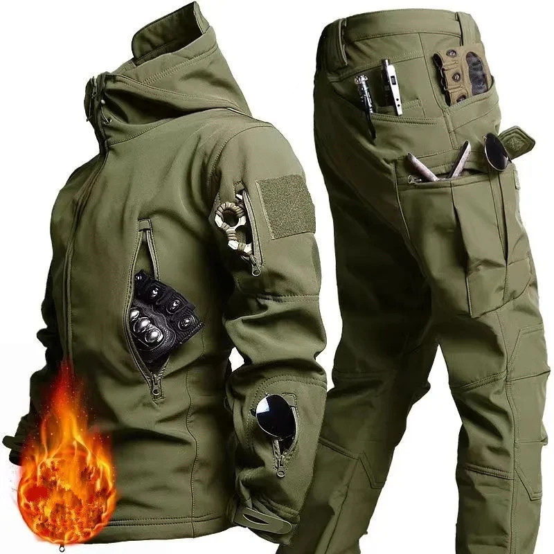 男性用シャークスキンソフトシェルアサルトスーツ 冬用フリース - Hiking のレビューと価格